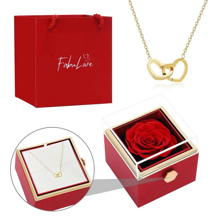 Eternal Rose Box - W/ Engraved Necklace & Real Rose