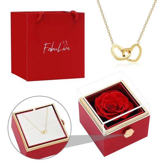 Eternal Rose Box - W/ Engraved Necklace & Real Rose