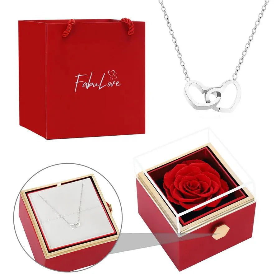 Eternal Rose Box - W/ Engraved Necklace & Real Rose