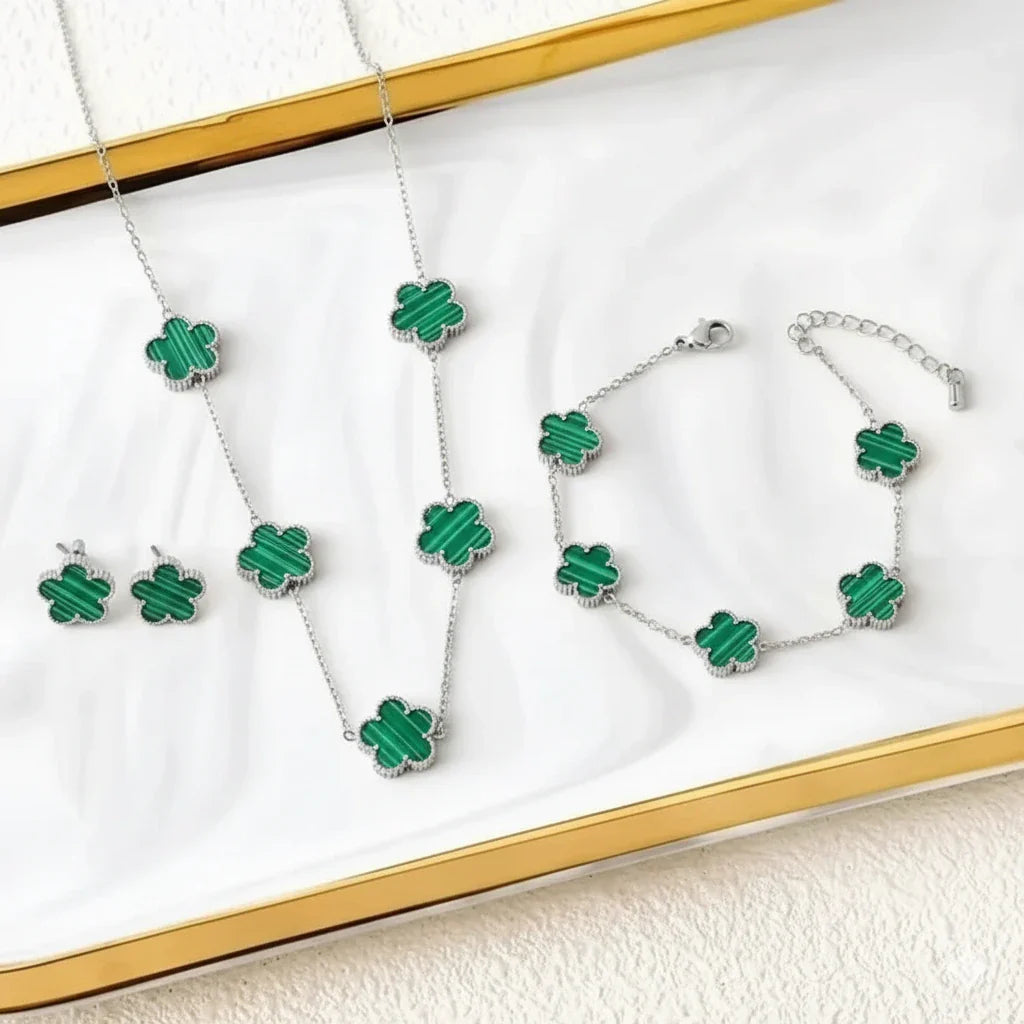 Lucky Clover Necklace – Free Bracelet & Earrings Gift Set