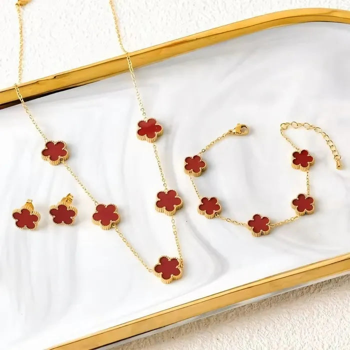 Lucky Clover Necklace – Free Bracelet & Earrings Gift Set