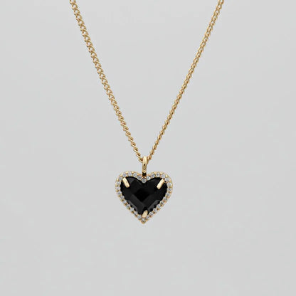 Onyx Heart Necklace & Earrings Gift Set